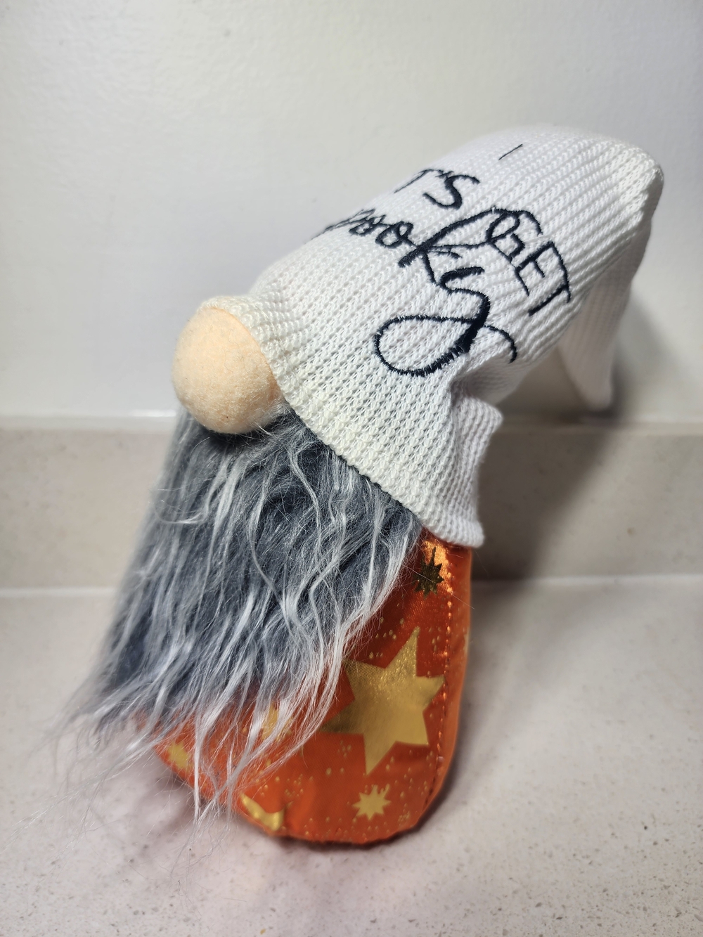 Gnome Halloween Decor Lets Get Spooky - White Hat, Orange Body New No Tags